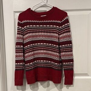croft & barrow Red Patterned Knit Crewneck Sweater